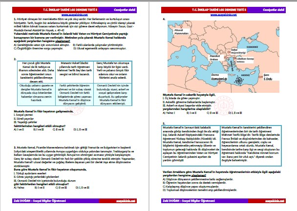 T. C. İnkılap Tarihi LGS Deneme Testi 5