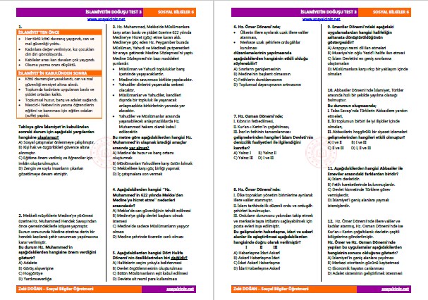 İslamiyetin Doğuşu Test 3
