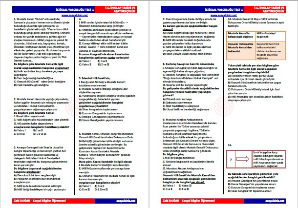 İstiklal Yolculuğu Test 1