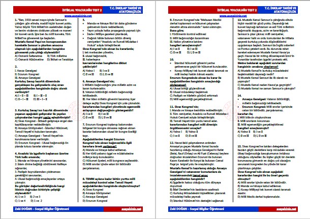 İstiklal Yolculuğu Test 2