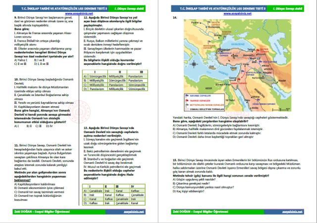 T. C. İnkılap Tarihi LGS Deneme Testi-3