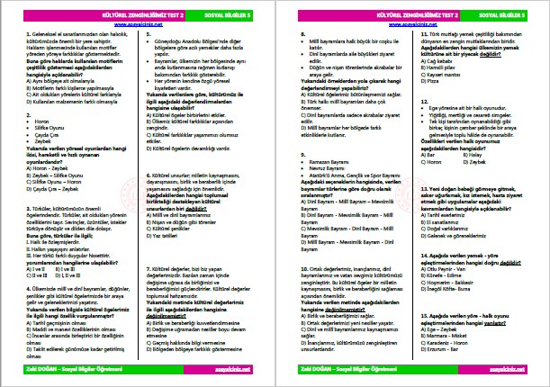 Zengin Kültürümüz Test 2
