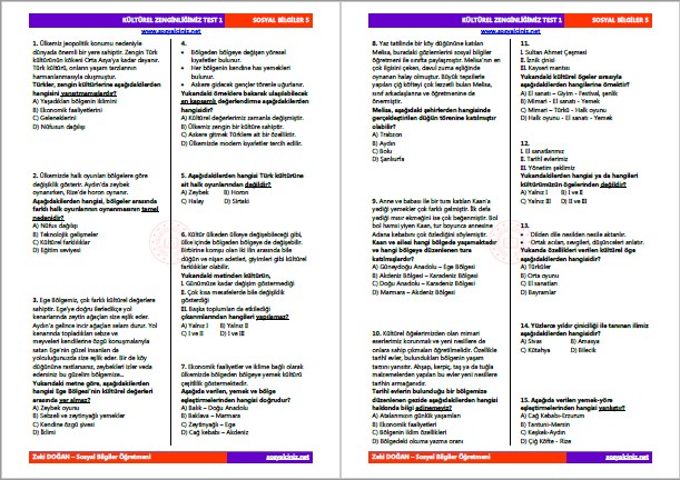 Zengin Kültürümüz Test 1