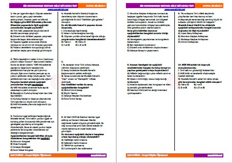 Bir Kahramanlık Destanı:Milli Mücadele Test