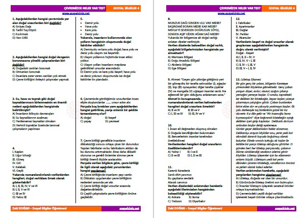 Çevremizde Neler Var Test