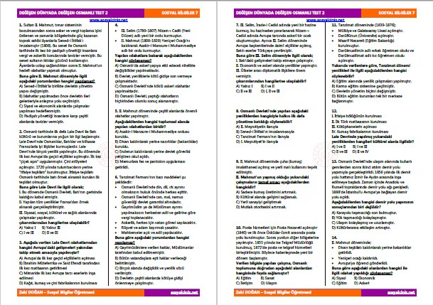 Değişen Dünyada Değişen Osmanlı Test 2