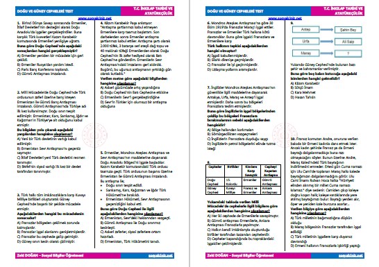 Doğu ve Güney Cepheleri Test