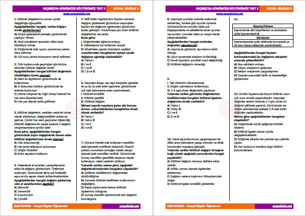 Geçmişten Günümüze Kültürümüz Test 2