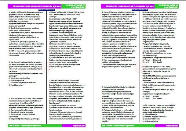 Misakı Milli-TBMM’nin Açılması Test