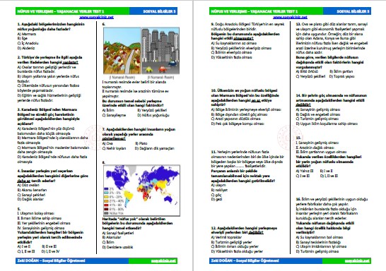 Nüfus ve Yerleşme Test