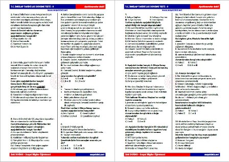 T.C. İnkılap Tarihi LGS Deneme Testi 9