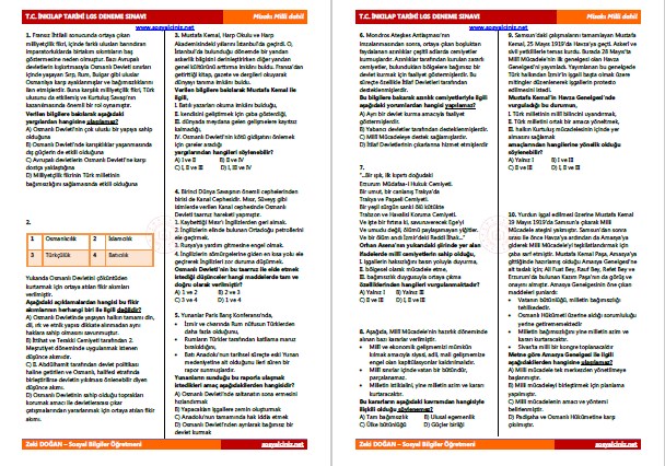 T.C. İnkılap Tarihi LGS Deneme Sınavı