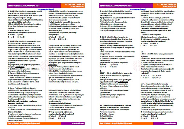 TBMM’ye Karşı Ayaklanmalar Test