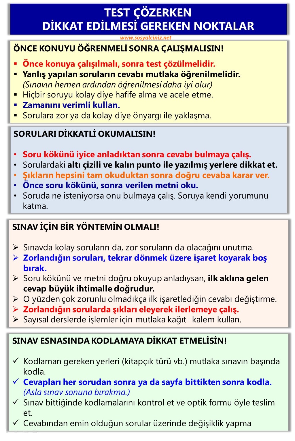 Test Çözerken Dikkat Edilmesi Gereken Noktalar