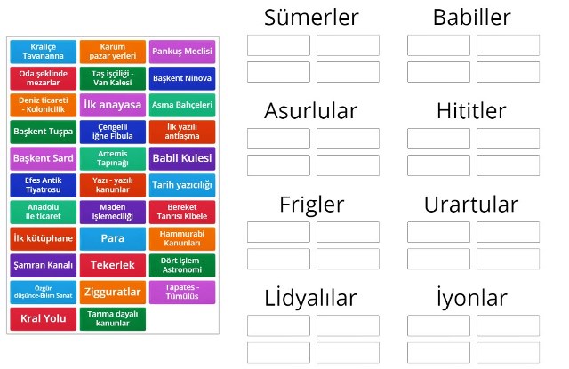 Uygarlıkları Öğreniyorum Online Eşleştirme
