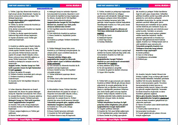 Yeni Yurt Anadolu Test 1
