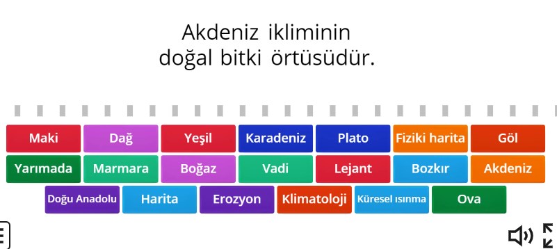 5.Sınıf İnsanlar Yerler ve Çevreler Kavram Bilgisi Online Eşleştirme