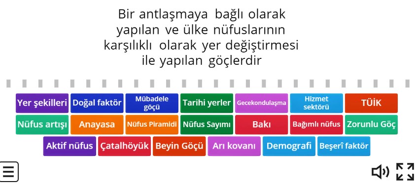 7.Sınıf İnsanlar Yerler ve Çevreler Kavram Bilgisi Online Eşleştirme