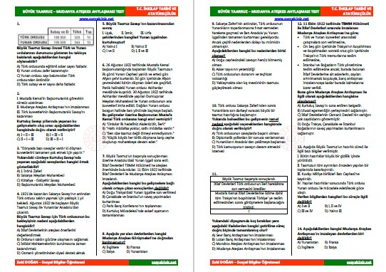 Büyük Taarruz-Mudanya Ateşkes Antlaşması Test