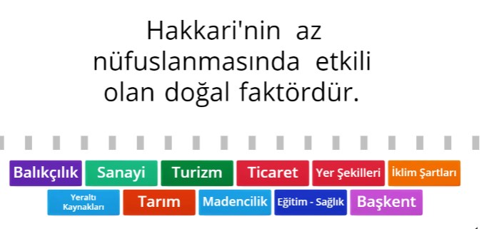 Nüfusun Dağılışını Etkileyen Faktörler Eşleştirme