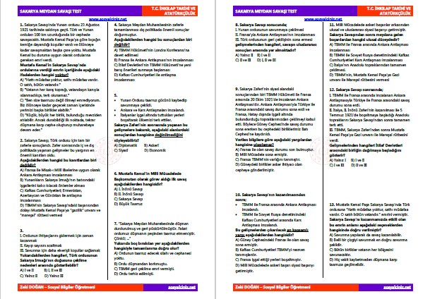 Sakarya Meydan Savaşı Test
