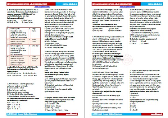 Bir Kahramanlık Destanı:Milli Mücadele Test