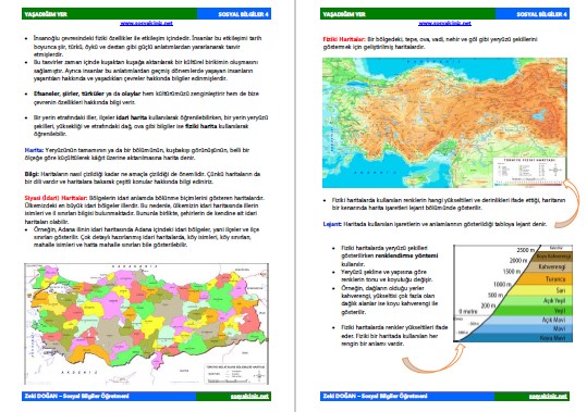 Sosyal Bilgiler 4 Yaşadığım Yer