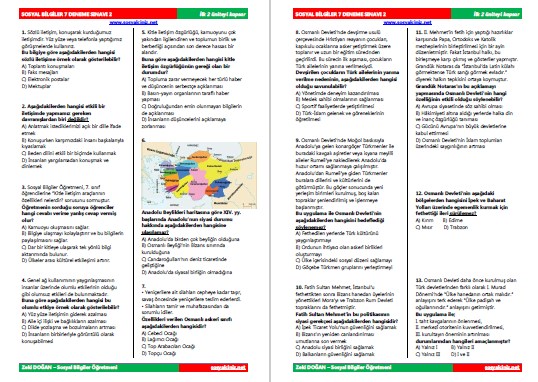 Sosyal Bilgiler 7 Deneme Sınavı 2