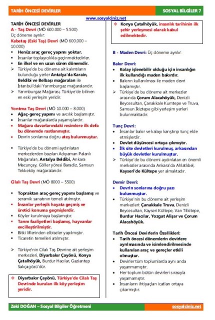 Tarih Öncesi Devirler