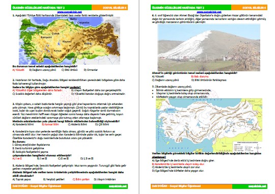Ülkemin Güzellikleri Haritada Test 2
