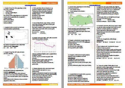 Sosyal Bilgiler 7 İnsanlar Yerler ve Çevreler Ünite Testi
