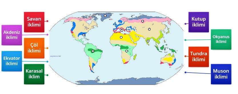 Dünyada Görülen İklimler Online Eşleştirme