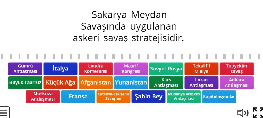 Ya İstiklal Ya Ölüm Genel Tekrar Online Eşleştirme 2