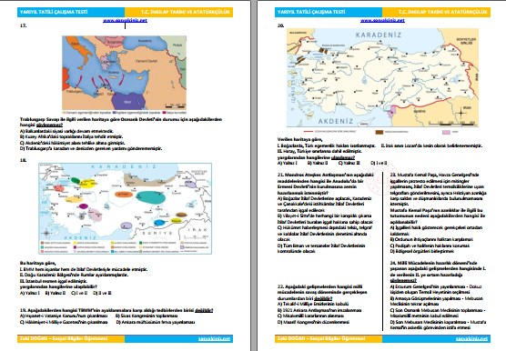 T.C. İnkılap Tarihi Yarıyıl Tatili Çalışma Testi(105 soru)