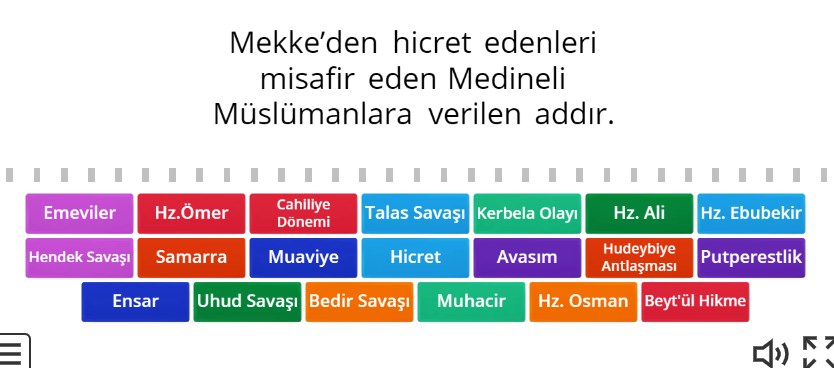 İslamiyetin Doğuşu ve Yayılışı Online Eşleştirme