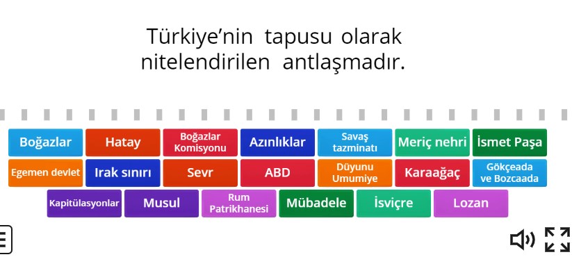 Lozan Antlaşması Online Pekiştirme Etkinliği