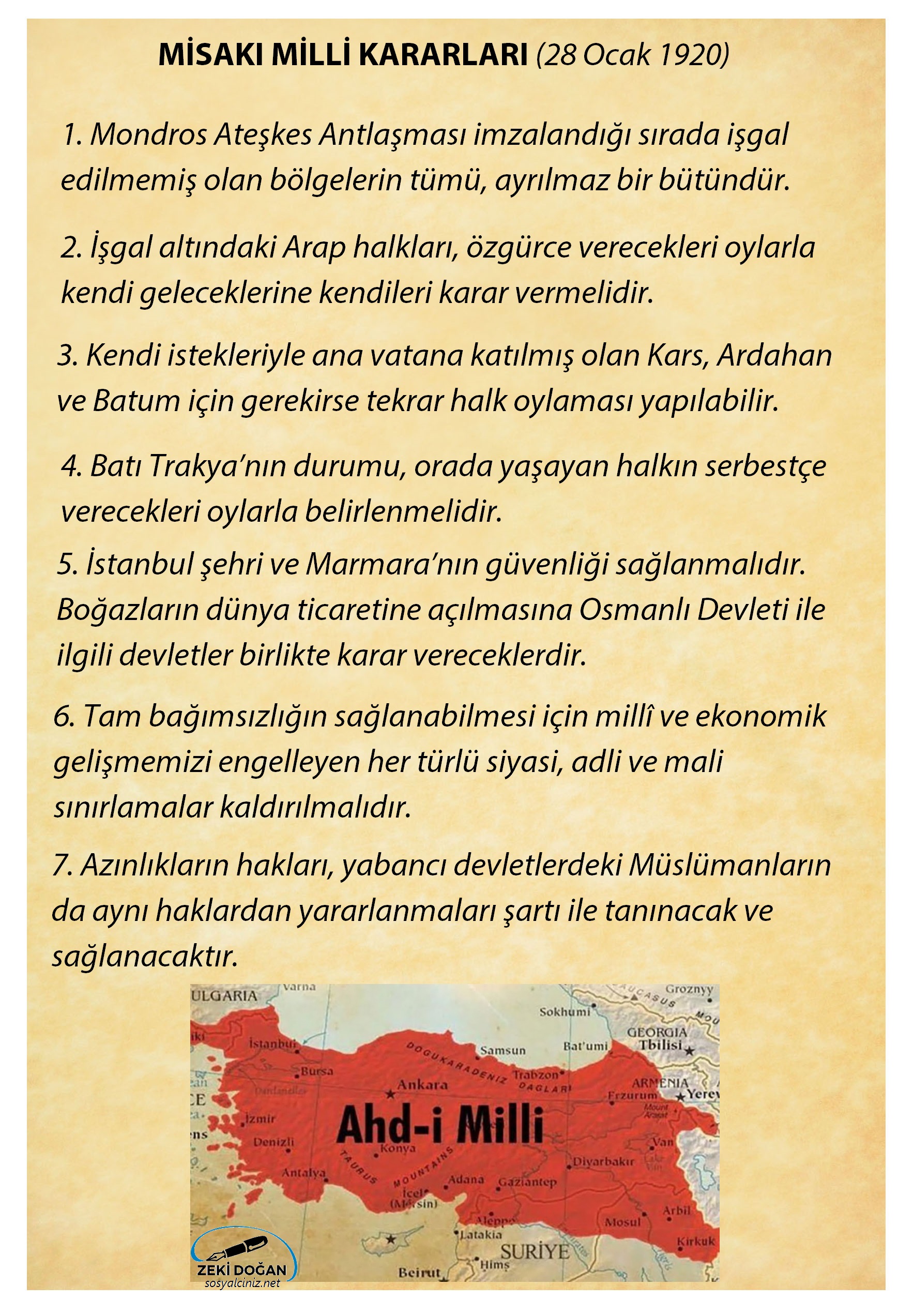 Misakı Milli Kararları ve Haritası