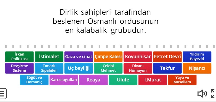 Osmanlı Devleti Kuruluş Dönemi Online Eşleştirme
