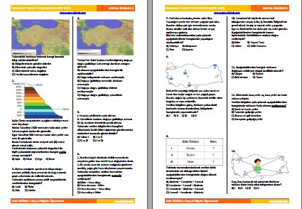Sosyal Bilgiler 5 İnsanlar Yerler ve Çevreler Ünite Testi