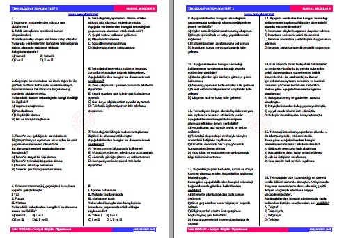 Teknoloji ve Toplum Test 1