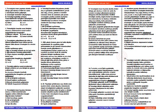 Teknoloji ve Toplum Test 2