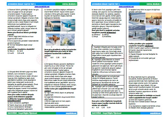 Çevremizde Kimler Yaşıyor Test 2