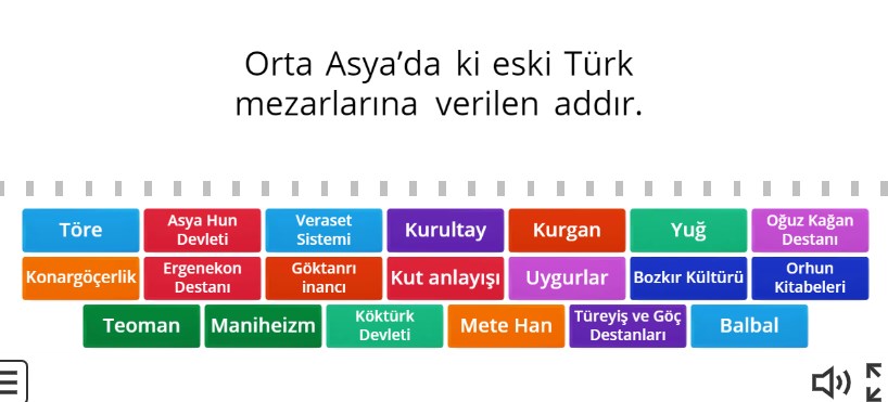İlk Türk Devletleri Genel Tekrar Online Eşleştirme