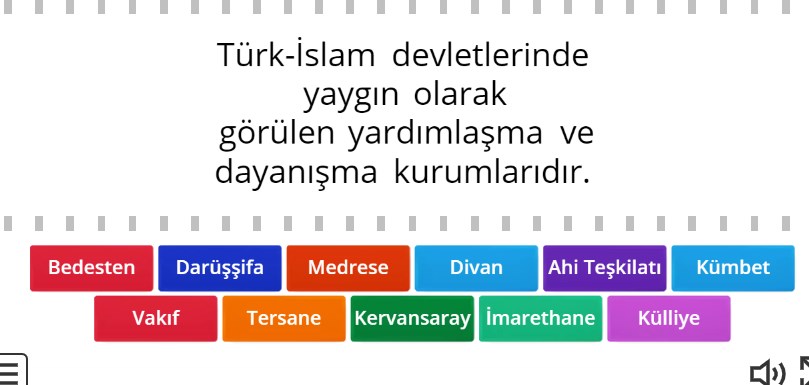 Türkiye Selçuklu Devletinde Kültür ve Uygarlık Online Eşleştirme