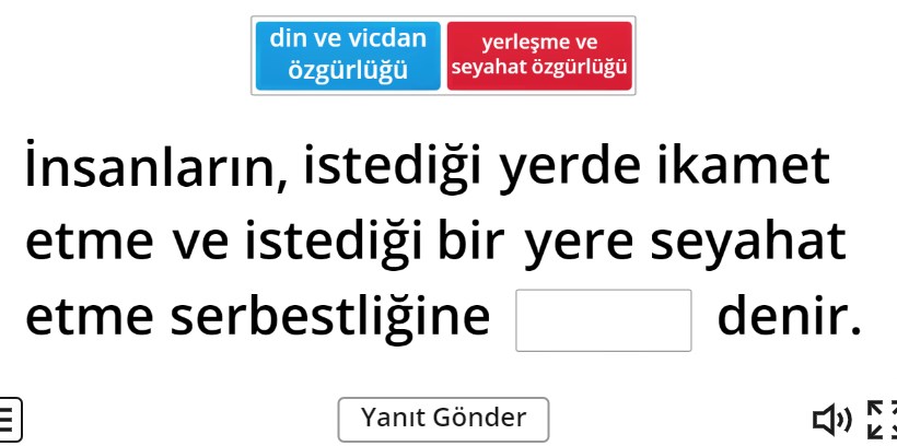 Yerleşme ve Seyahat Özgürlüğü Online Boşluk Doldurma