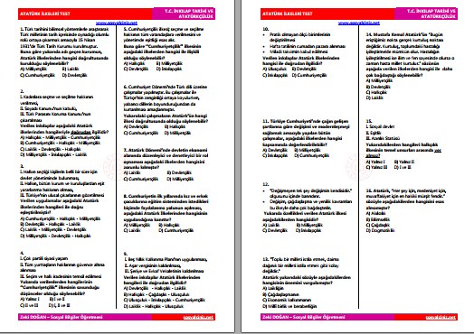 Atatürk İlkeleri Test