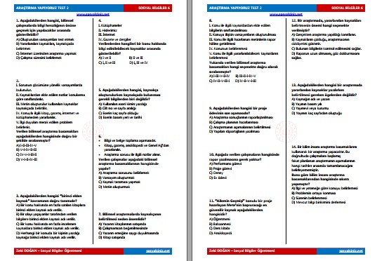 Bilimsel Araştırma Yapıyoruz Test 2