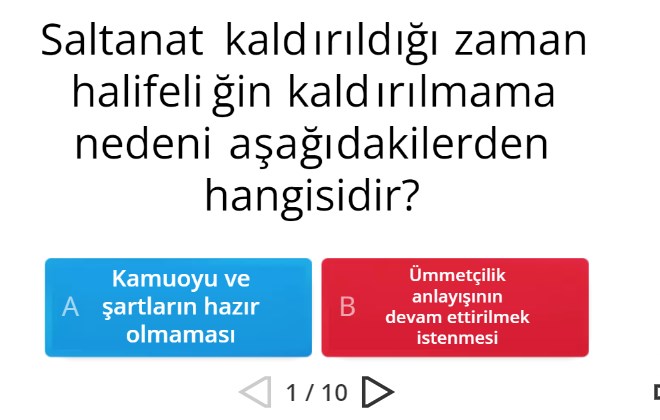 Halifeliğin Kaldırılması Online Test