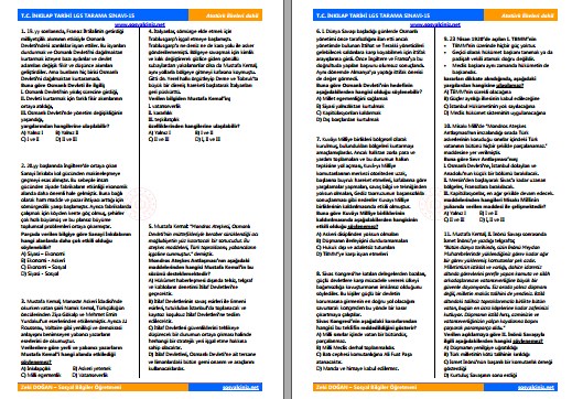 T.C. İnkılap Tarihi LGS Tarama Sınavı 15