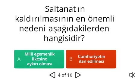 Saltanatın Kaldırılması Online Test